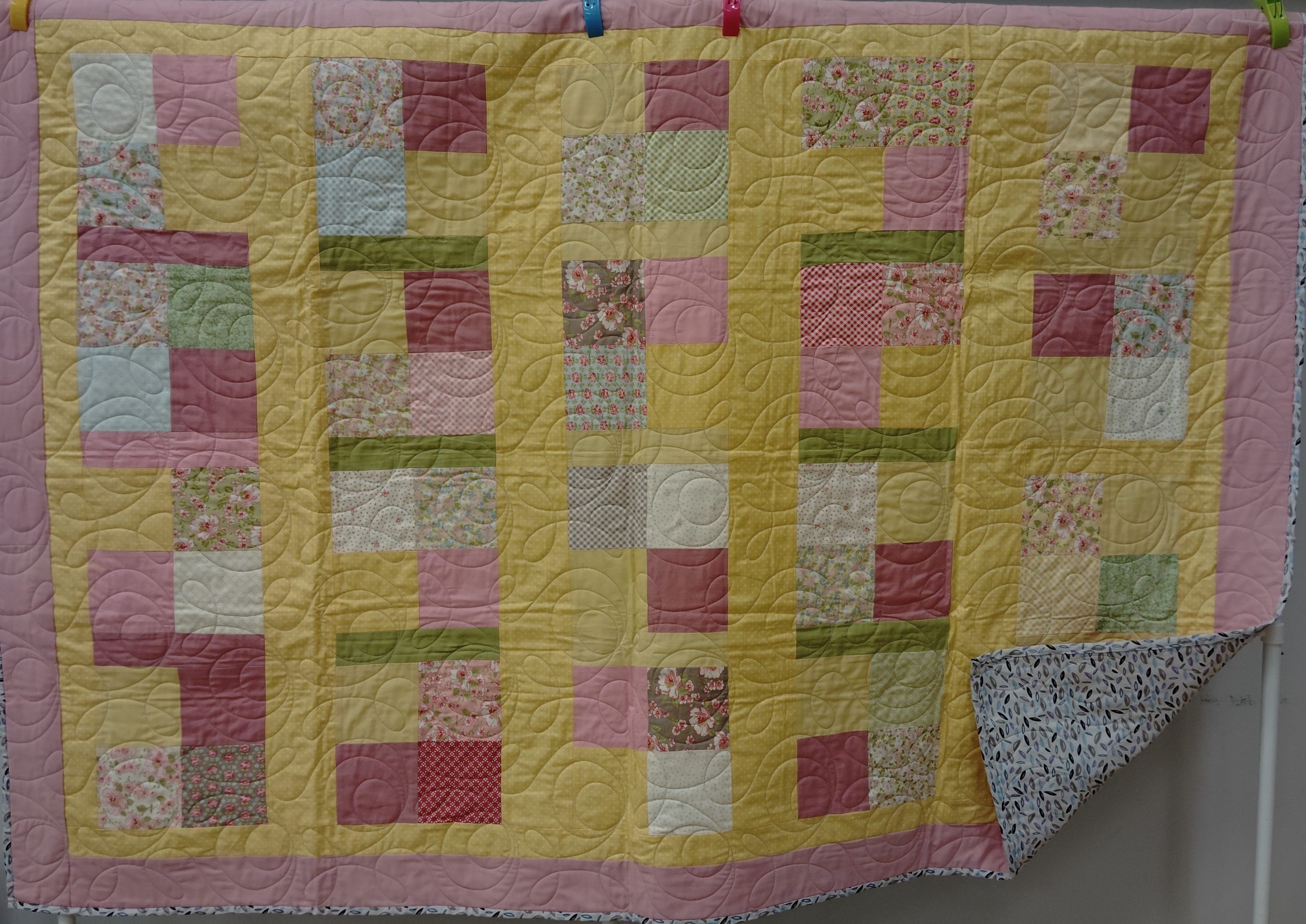 Squares of green/pink/yellow